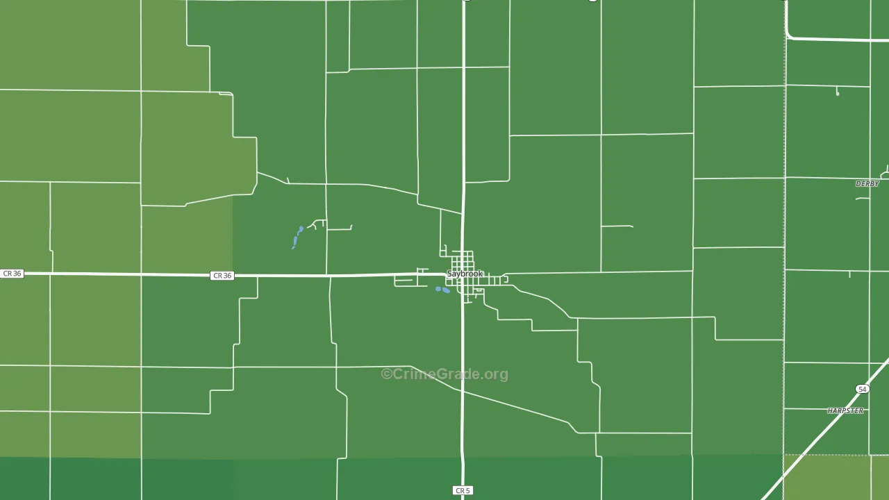 Saybrook, IL Map of Vehicle Theft Rates