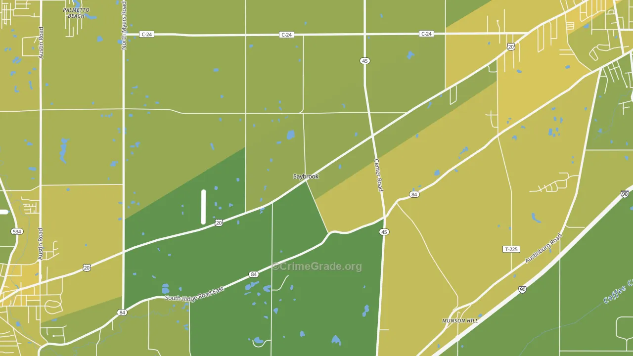 Saybrook, OH Map of Vehicle Theft Rates