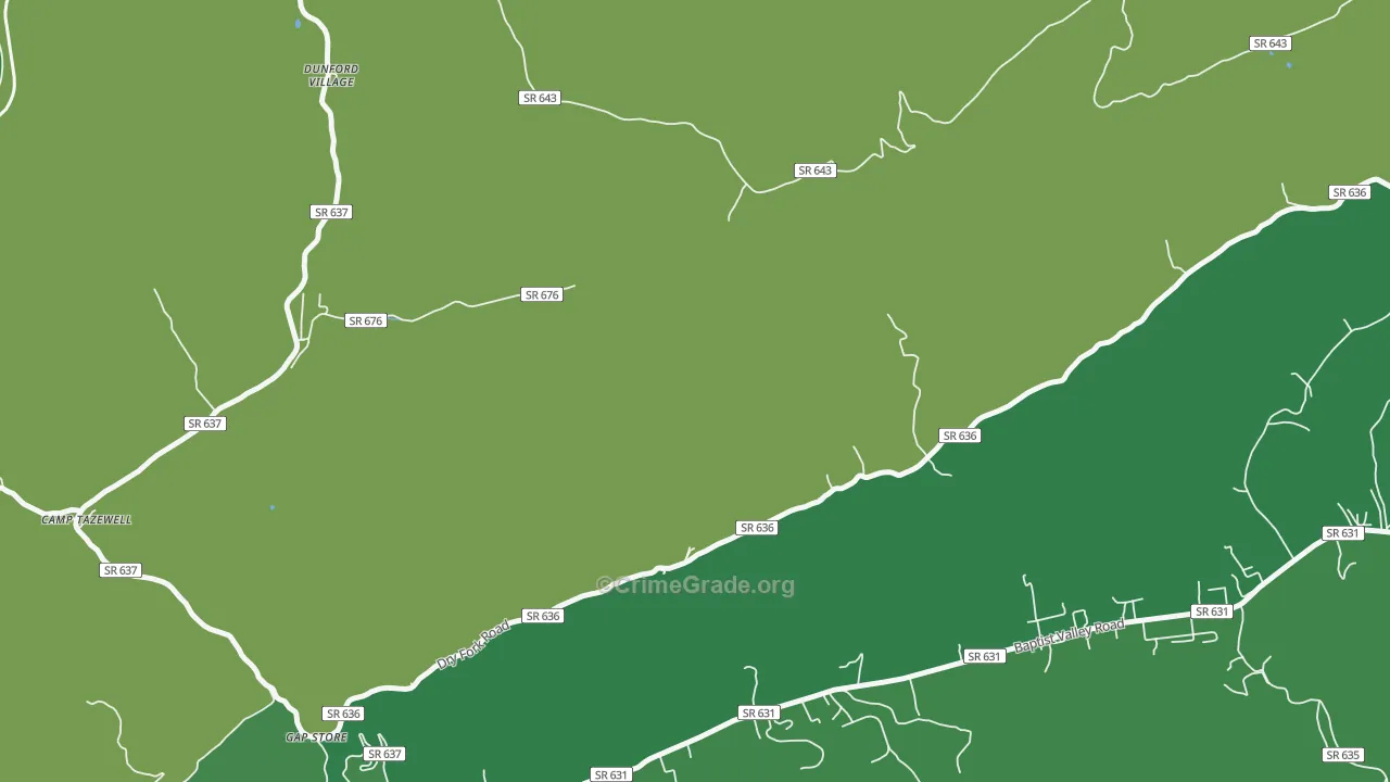 Sayersville, VA Map of Vehicle Theft Rates