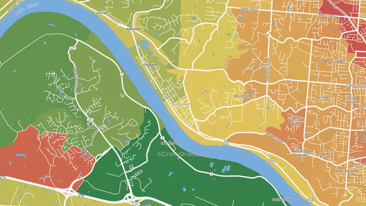 Sayler Park, Cincinnati, OH Map of Vehicle Theft Rates