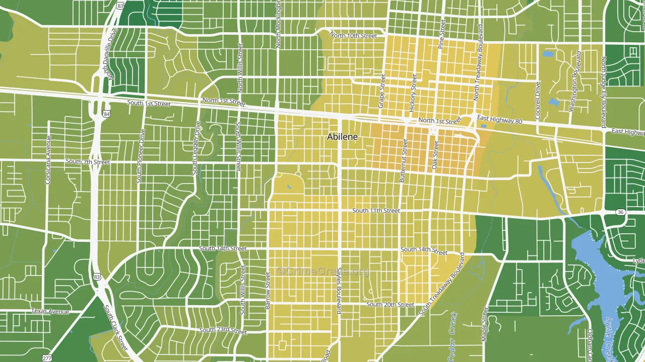 Sayles Boulevard Area, Abilene, TX Map of Vehicle Theft Rates