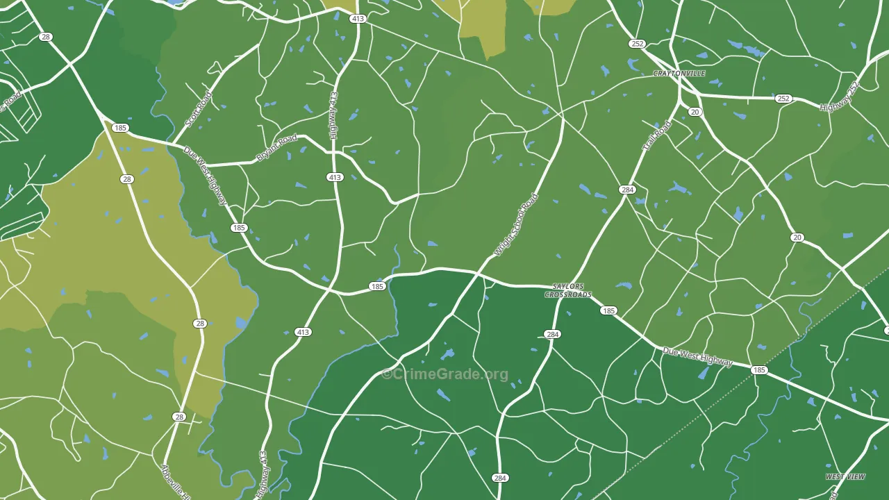 Saylors Crossroads, SC Map of Vehicle Theft Rates