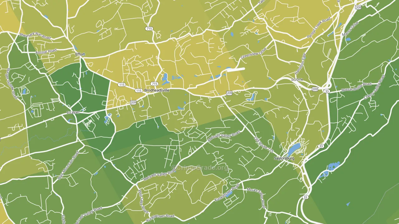 Saylorsburg, PA Map of Vehicle Theft Rates