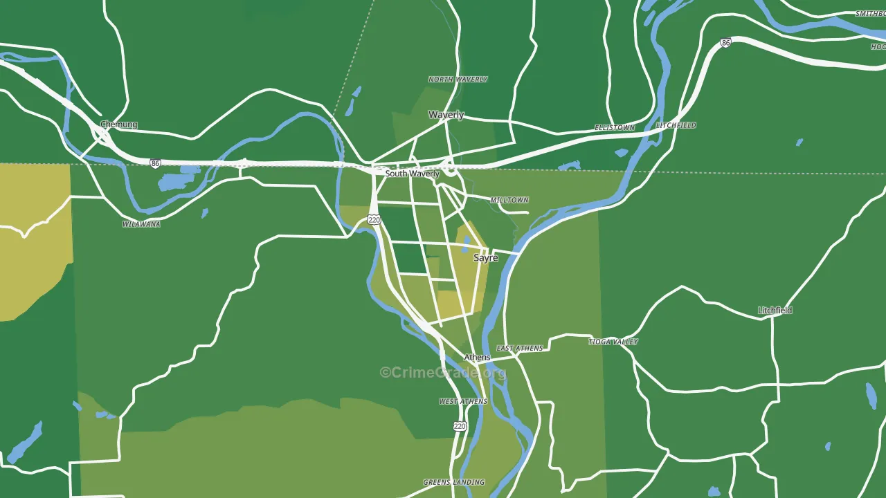 Sayre, PA Map of Vehicle Theft Rates