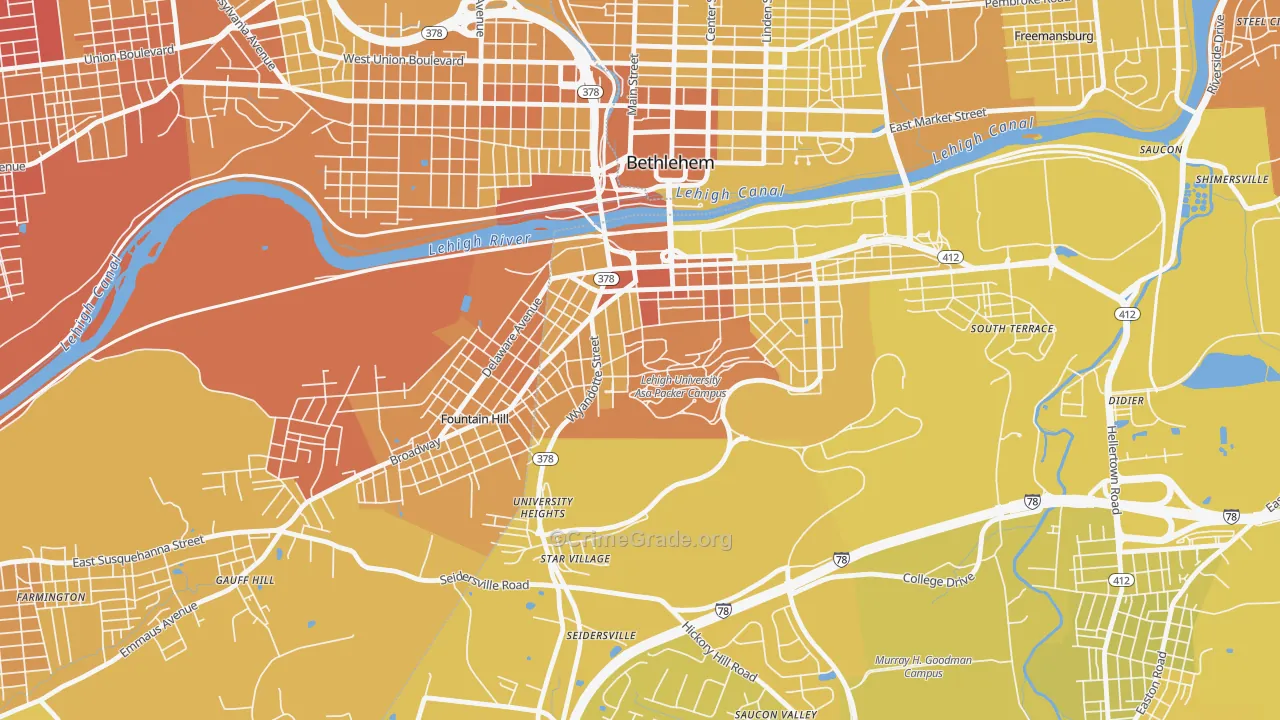 Sayre Park, Bethlehem, PA Map of Vehicle Theft Rates