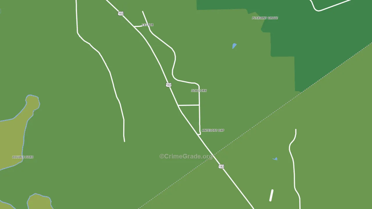 Scallorn, TX Map of Vehicle Theft Rates
