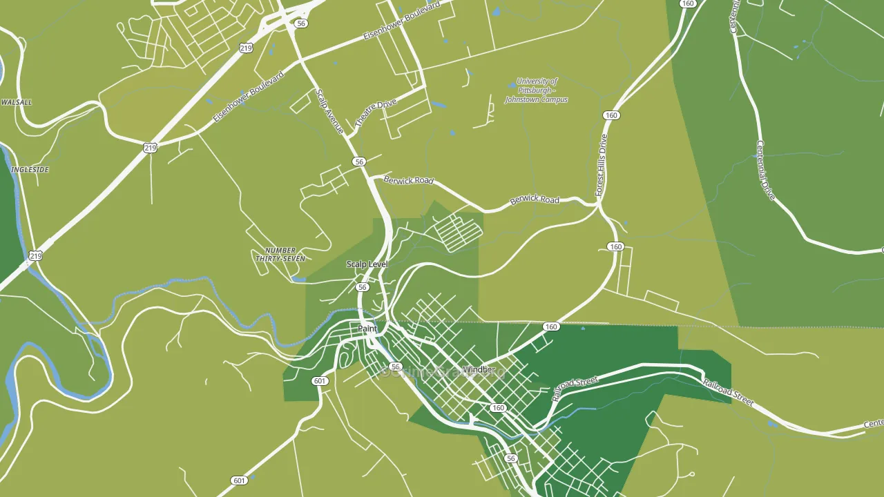Scalp Level, PA Map of Vehicle Theft Rates