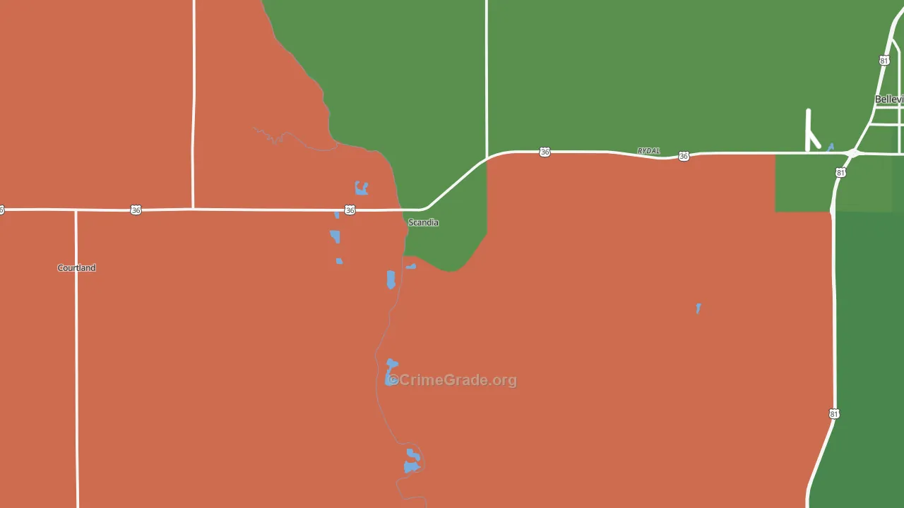 Scandia, KS Map of Vehicle Theft Rates