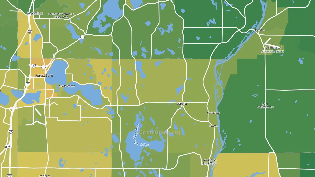 Scandia, MN Map of Vehicle Theft Rates