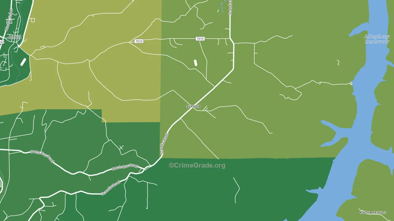 Scandia, PA Map of Vehicle Theft Rates