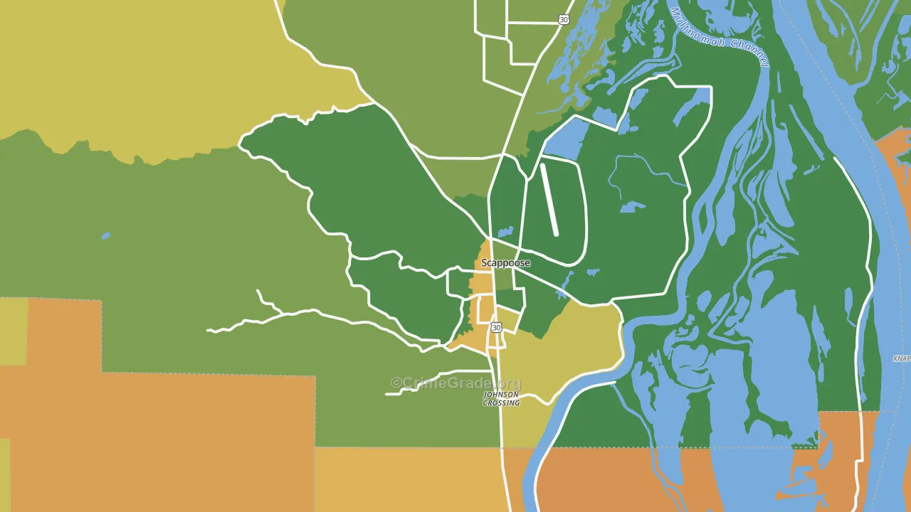 Scappoose, OR Map of Vehicle Theft Rates