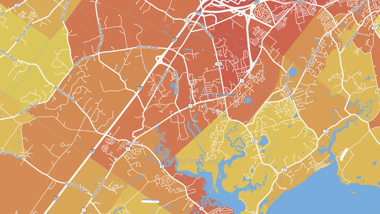 Scarborough, ME Map of Vehicle Theft Rates