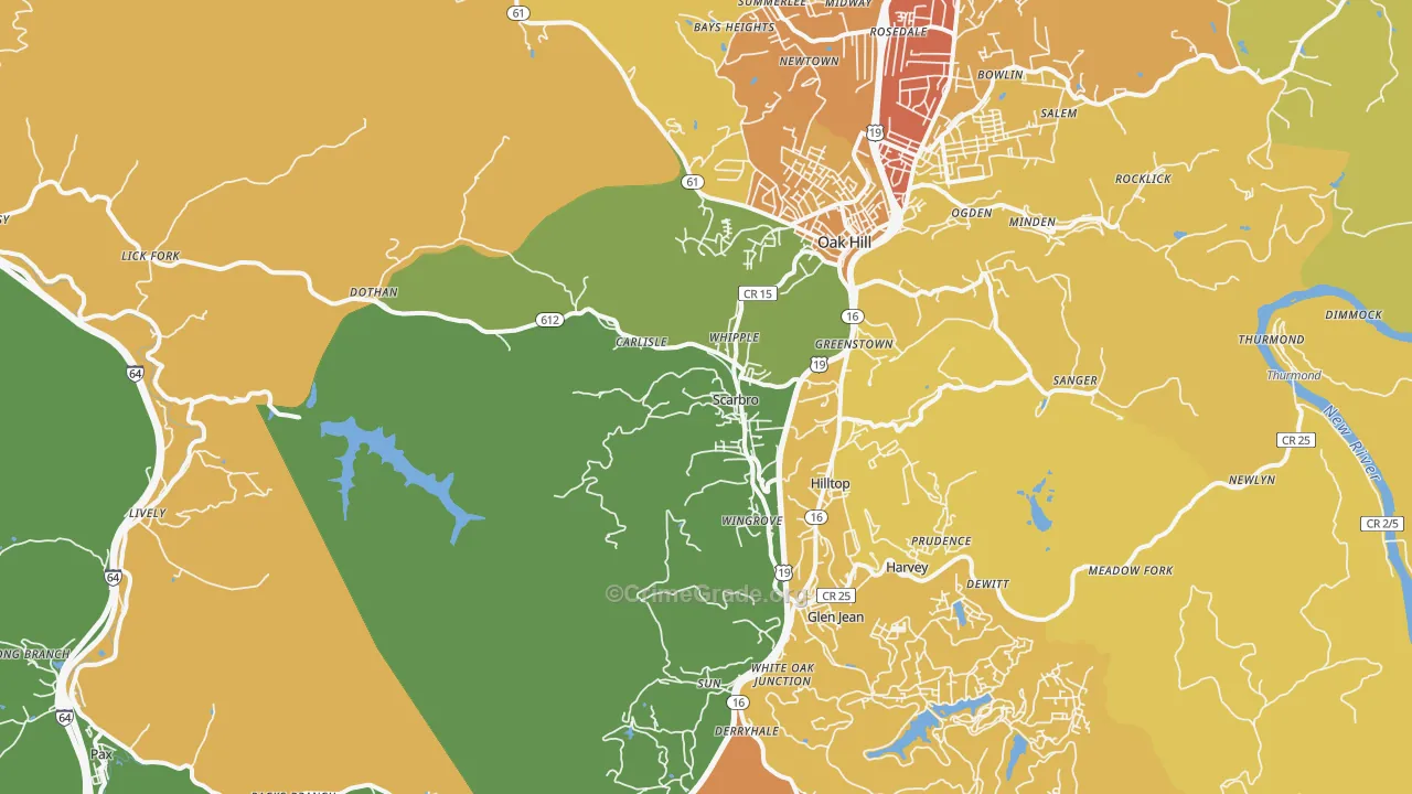 Scarbro, WV Map of Vehicle Theft Rates