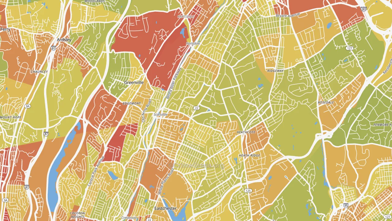 Scarsdale, NY Map of Vehicle Theft Rates