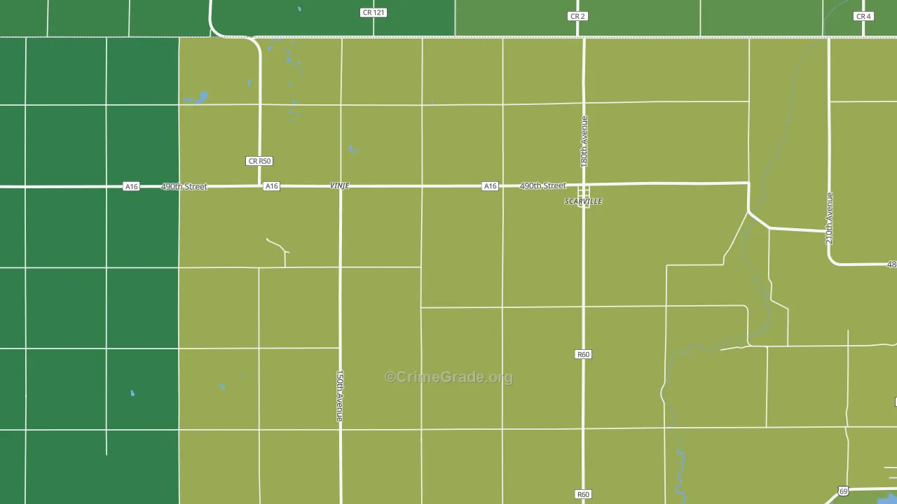 Scarville, IA Map of Vehicle Theft Rates