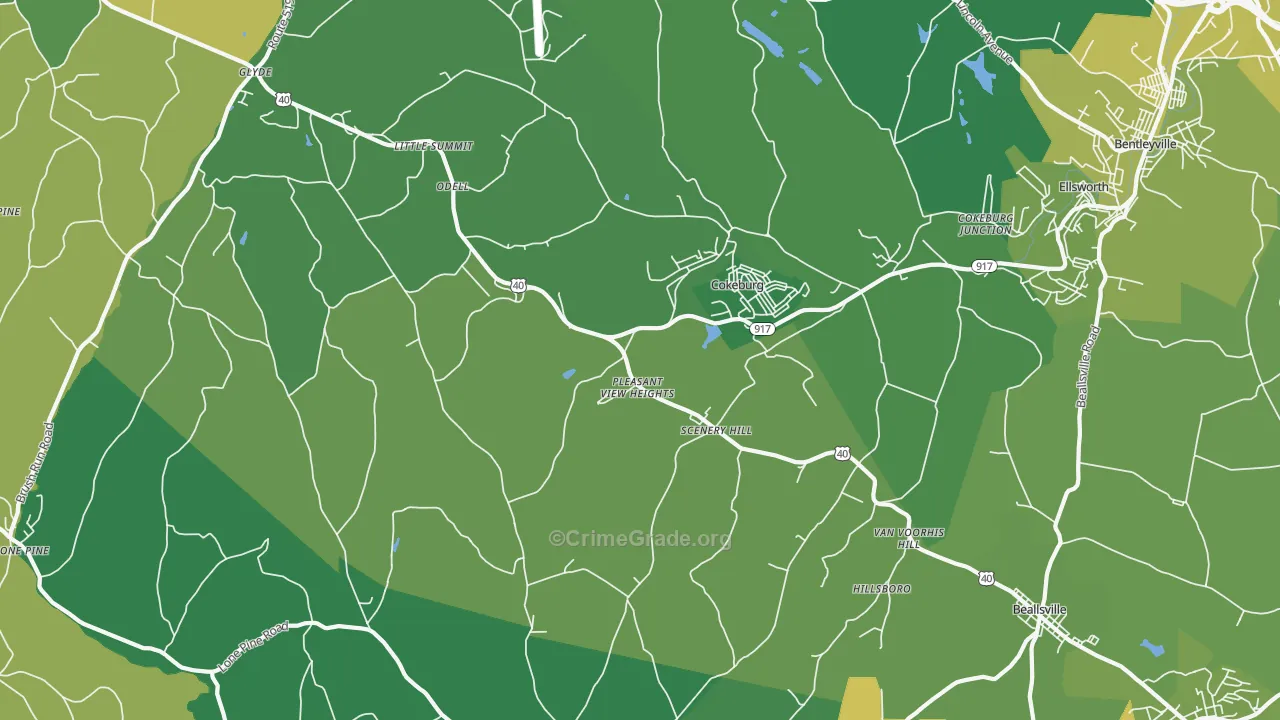 Scenery Hill, PA Map of Vehicle Theft Rates