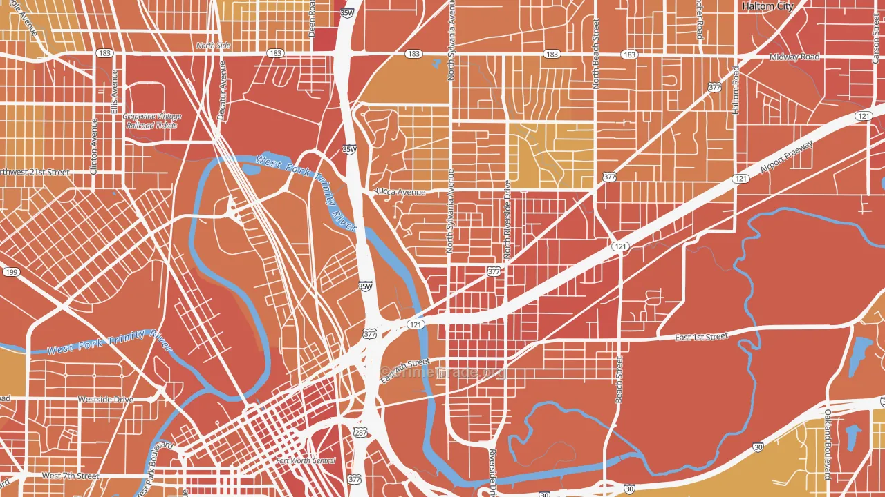 Scenic Bluff, Fort Worth, TX Map of Vehicle Theft Rates