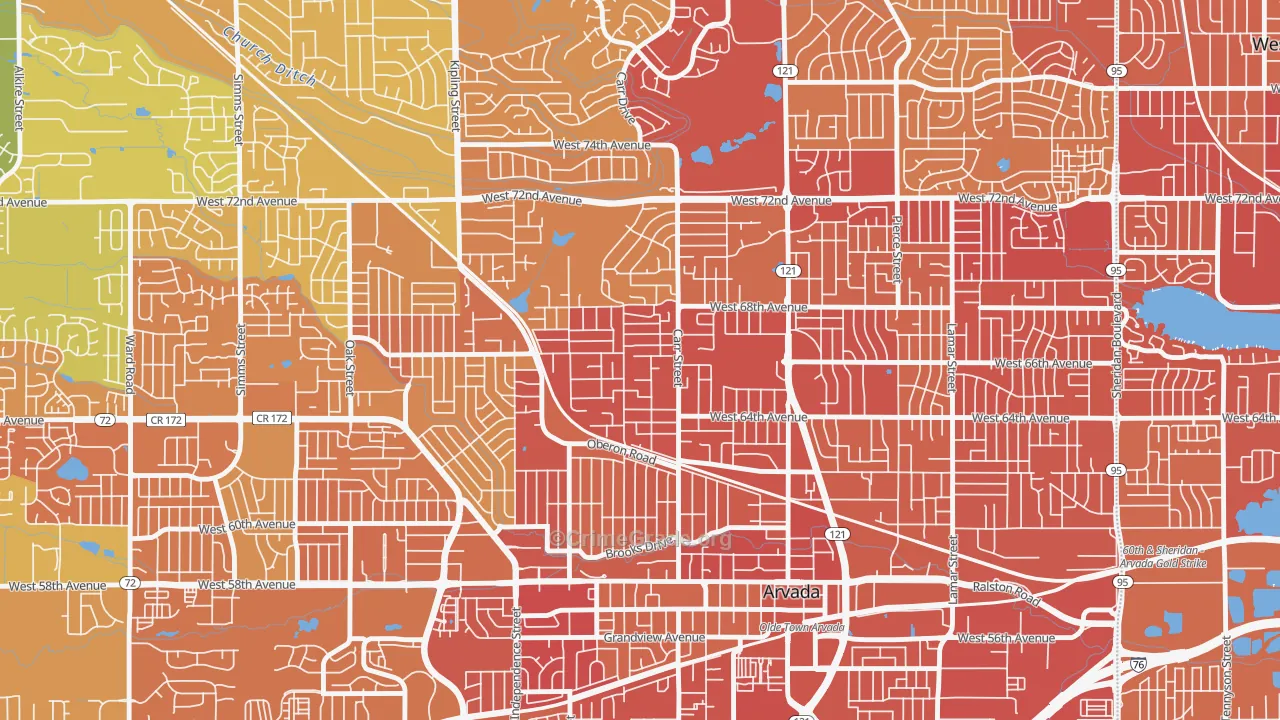 Scenic Heights, Arvada, CO Map of Vehicle Theft Rates