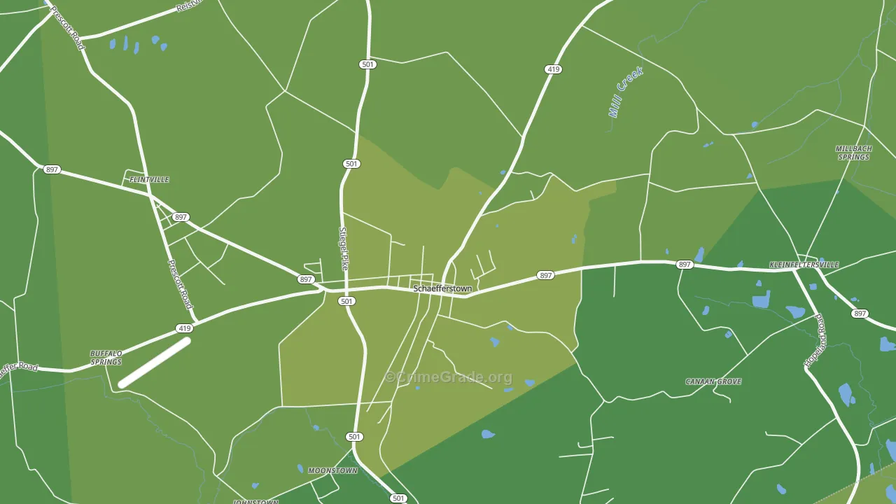 Schaefferstown, PA Map of Vehicle Theft Rates