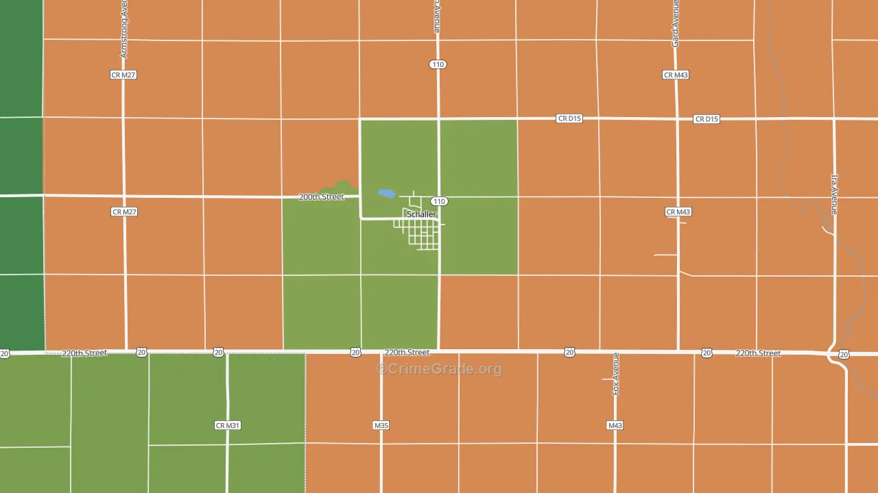 Schaller, IA Map of Vehicle Theft Rates