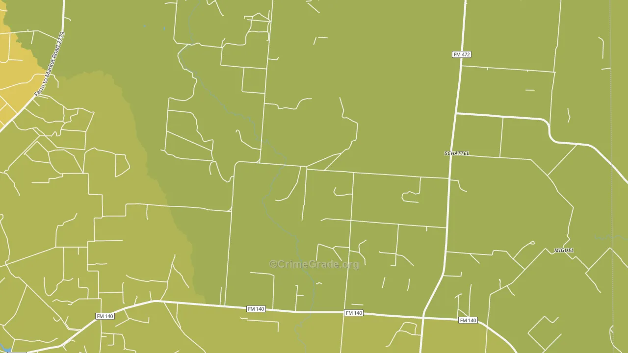 Schattel, TX Map of Vehicle Theft Rates