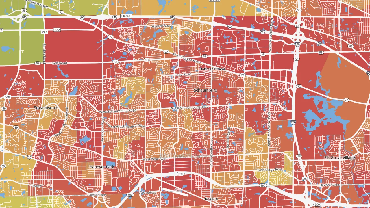 Schaumburg, IL Map of Vehicle Theft Rates