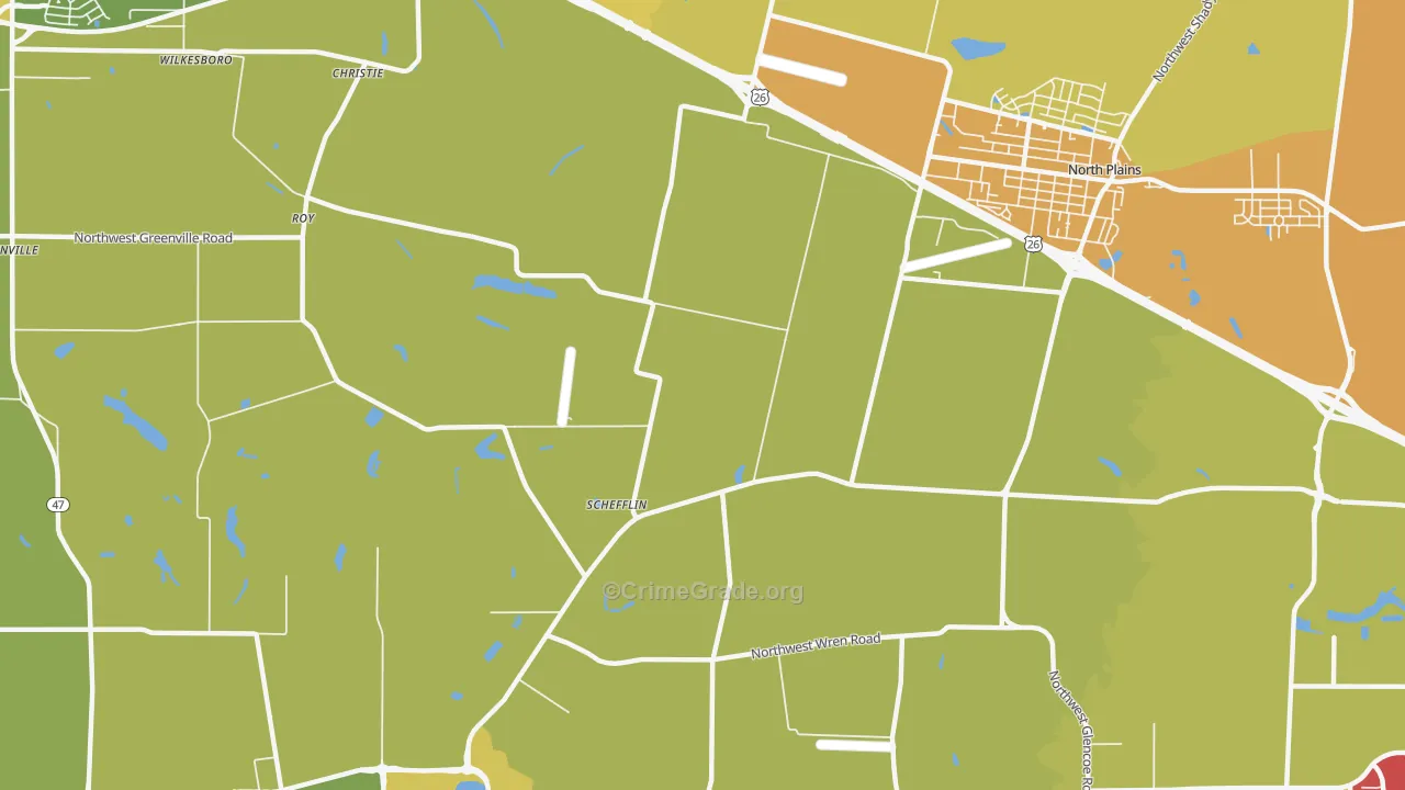 Schefflin, OR Map of Vehicle Theft Rates