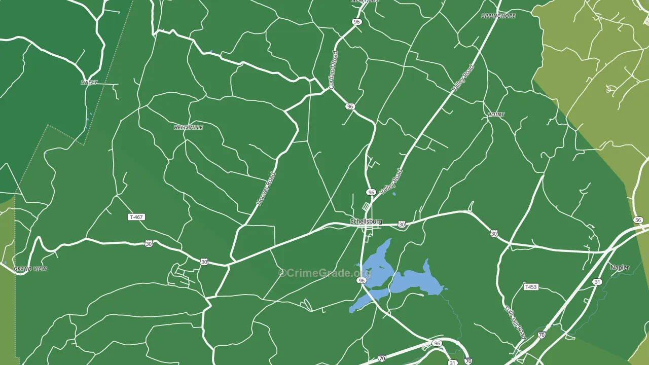 Schellsburg, PA Map of Vehicle Theft Rates