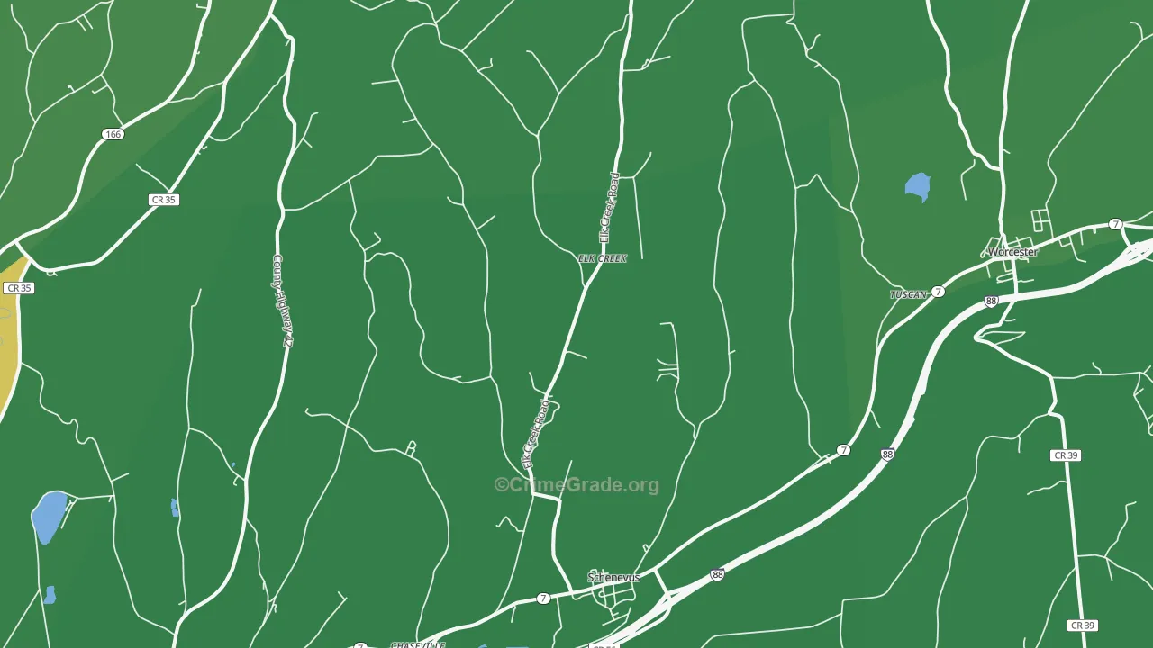 Schenevus, NY Map of Vehicle Theft Rates