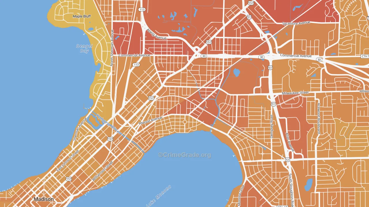 Schenk-Atwood-Starkweather-Yahar, Madison, WI Map of Vehicle Theft Rates