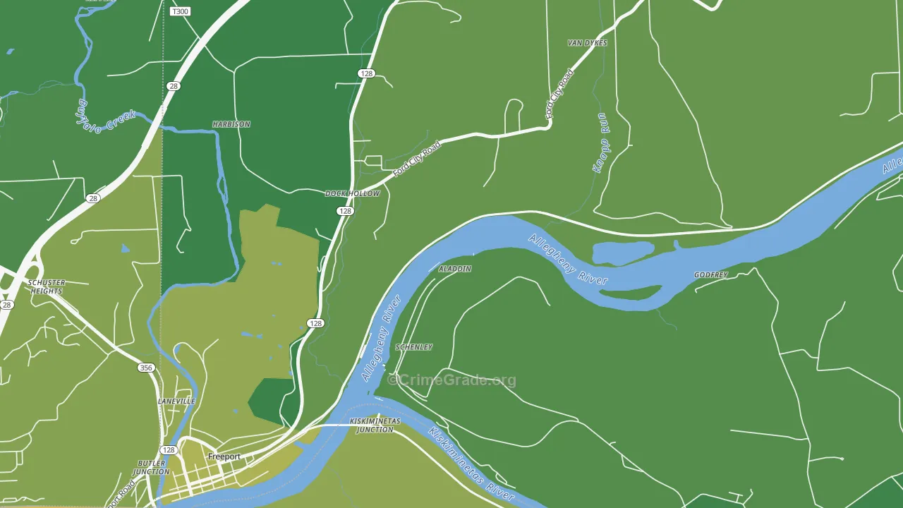 Schenley, PA Map of Vehicle Theft Rates