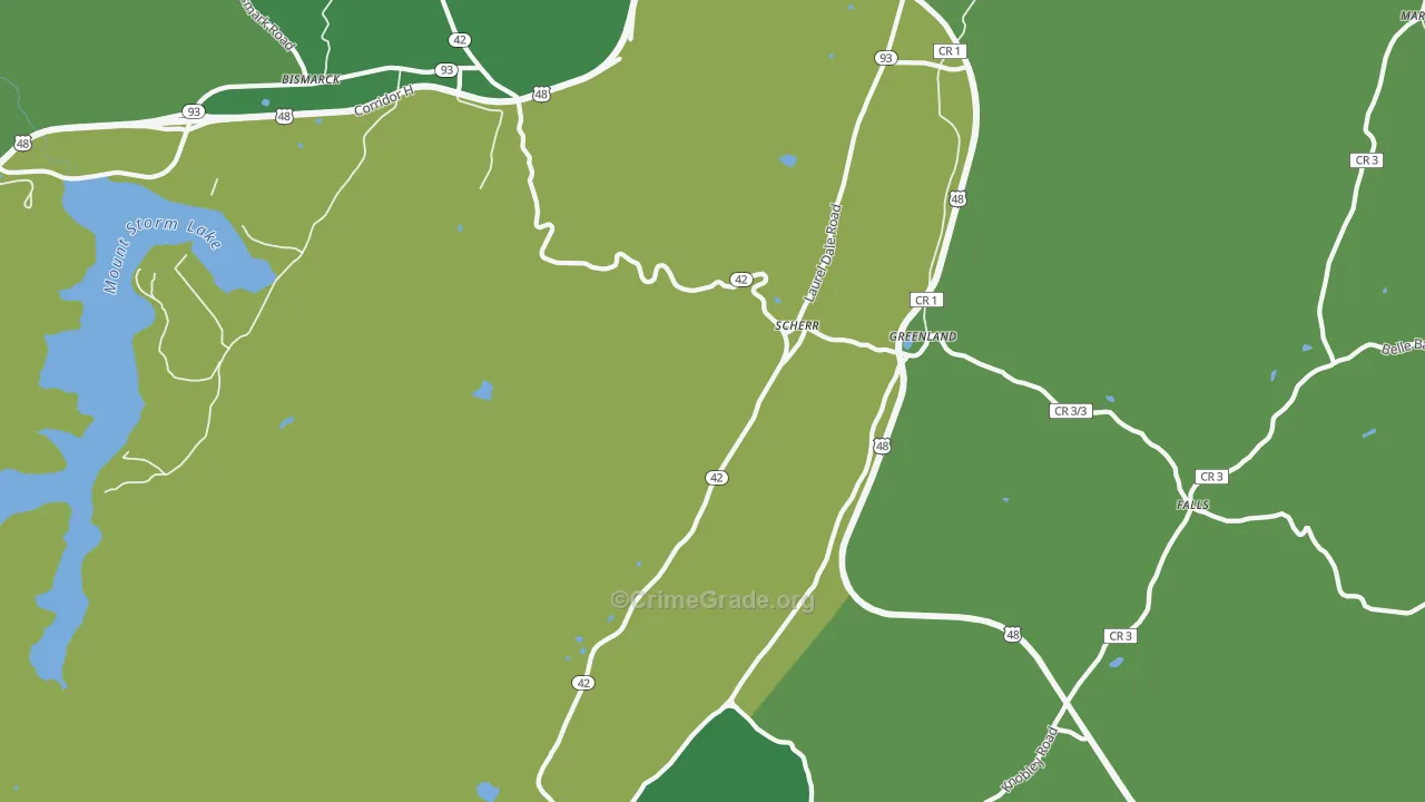 Scherr, WV Map of Vehicle Theft Rates