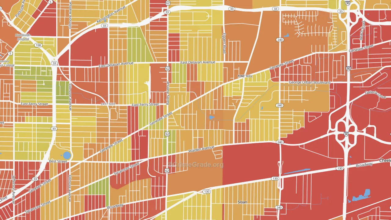 Schiller Park, Buffalo, NY Map of Vehicle Theft Rates