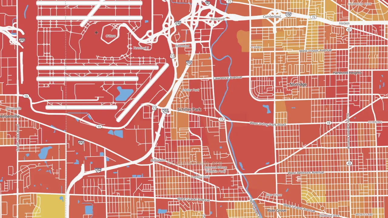 Schiller Park, IL Map of Vehicle Theft Rates
