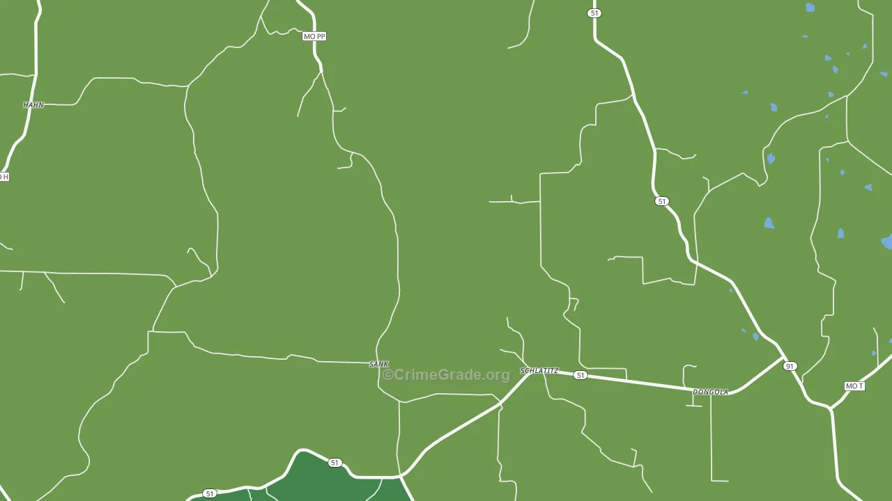 Schlatitz, MO Map of Vehicle Theft Rates