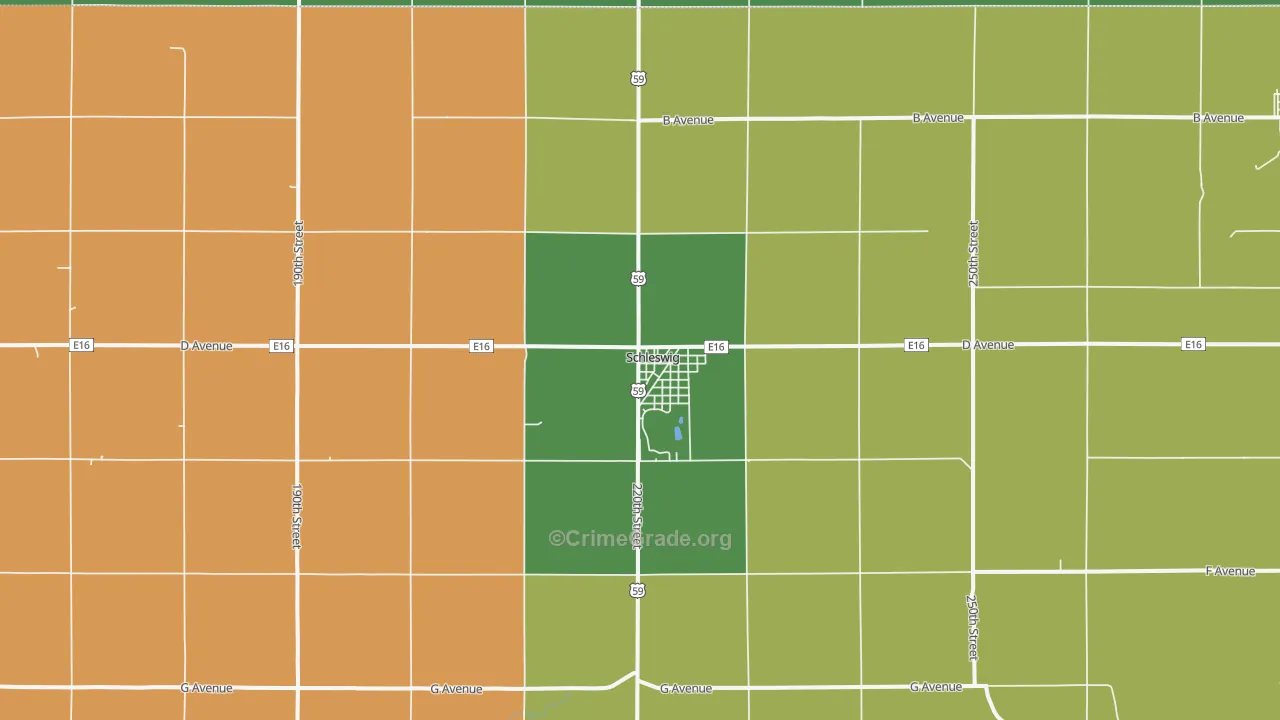 Schleswig, IA Map of Vehicle Theft Rates