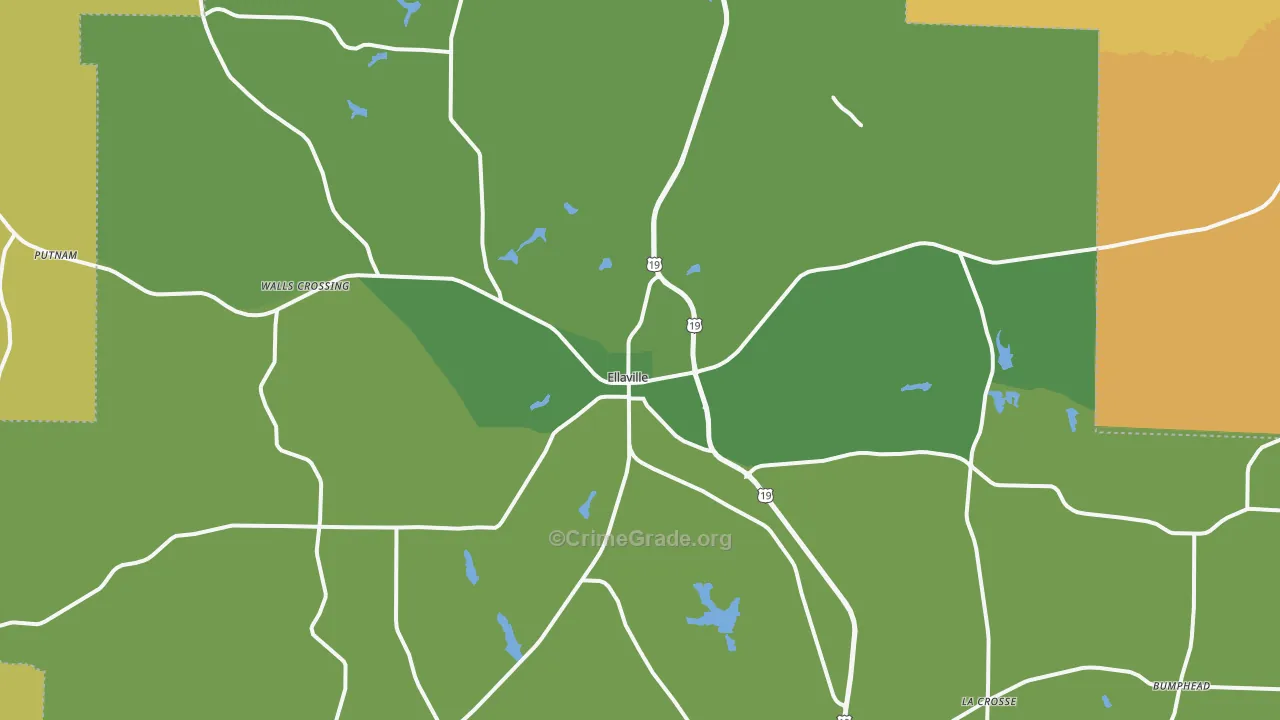 Schley County, GA Map of Vehicle Theft Rates