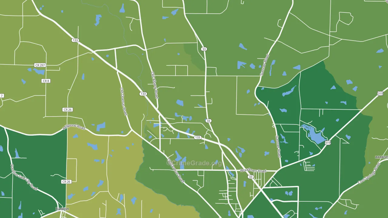 Schley, GA Map of Vehicle Theft Rates