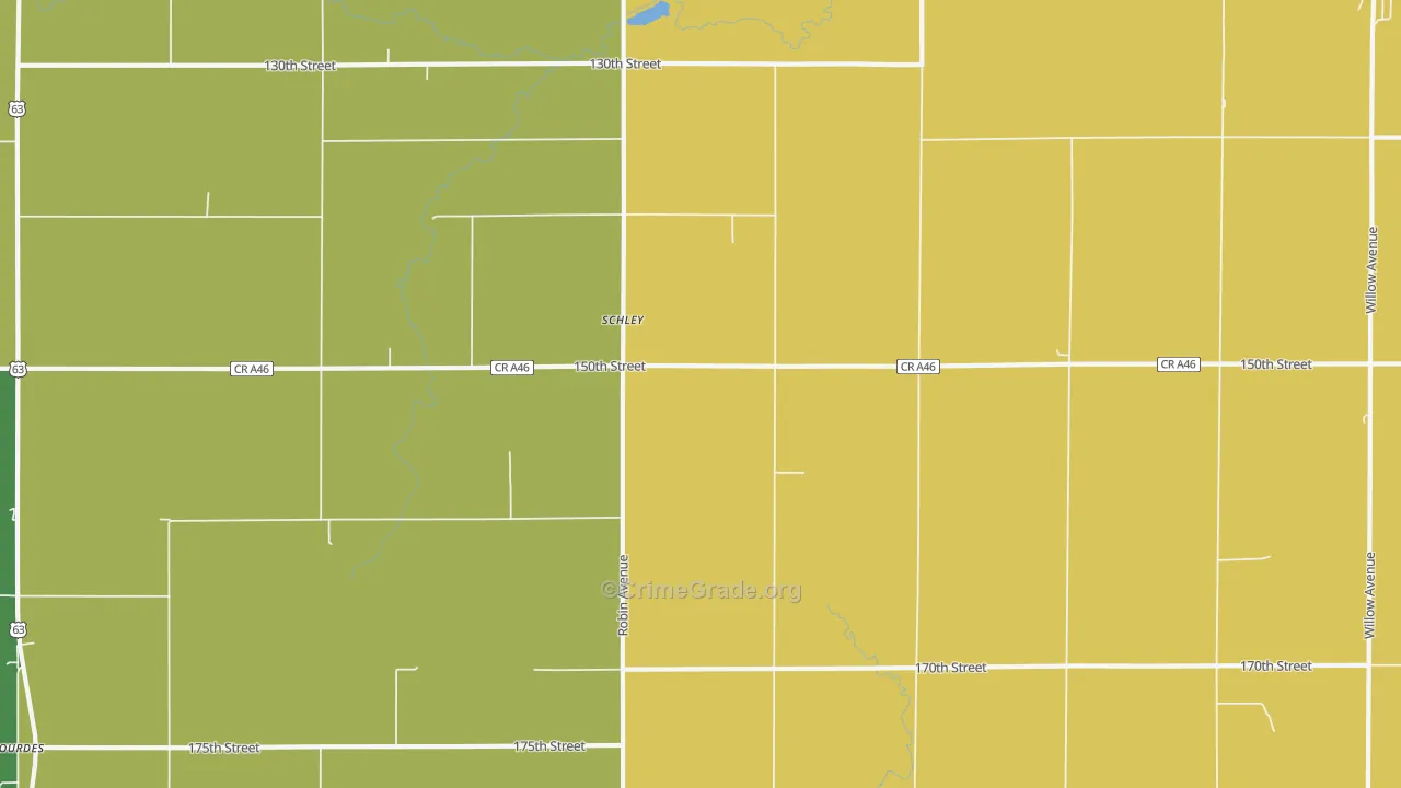 Schley, IA Map of Vehicle Theft Rates