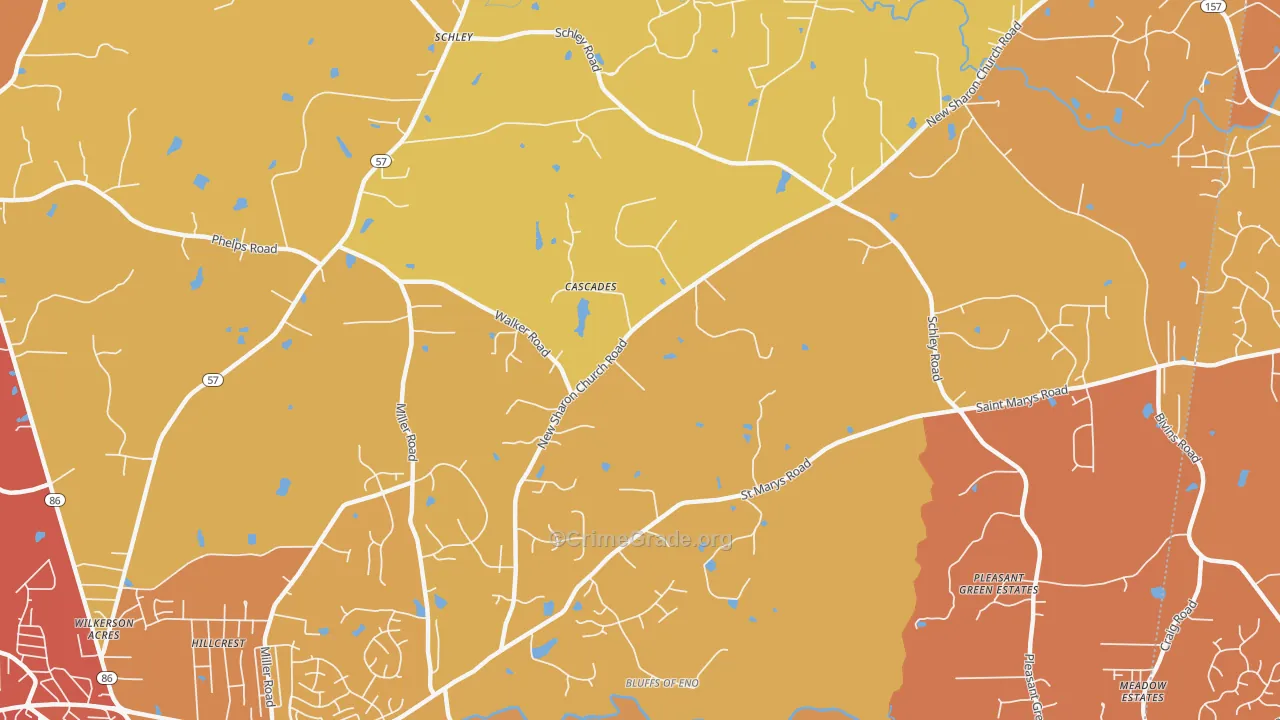 Schley, NC Map of Vehicle Theft Rates