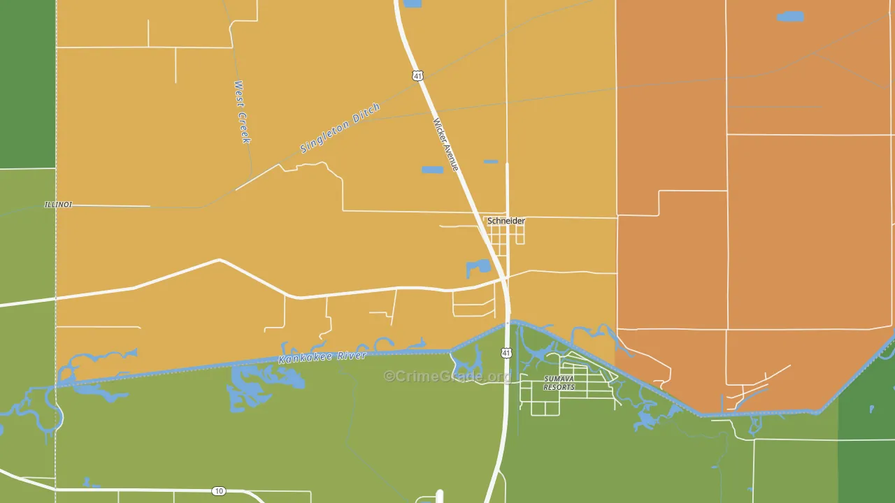 Schneider, IN Map of Vehicle Theft Rates