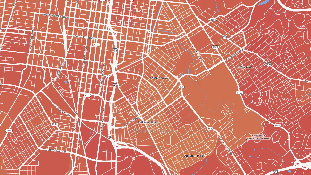Schnitzelburg, Louisville, KY Map of Vehicle Theft Rates