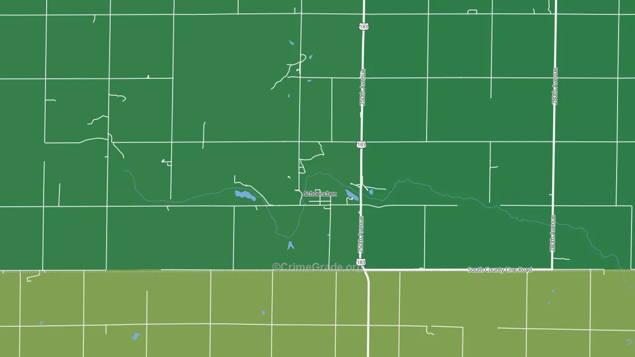 Schoenchen, KS Map of Vehicle Theft Rates