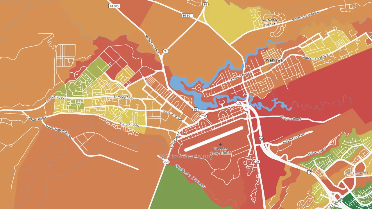 Schofield Barracks, HI Map of Vehicle Theft Rates