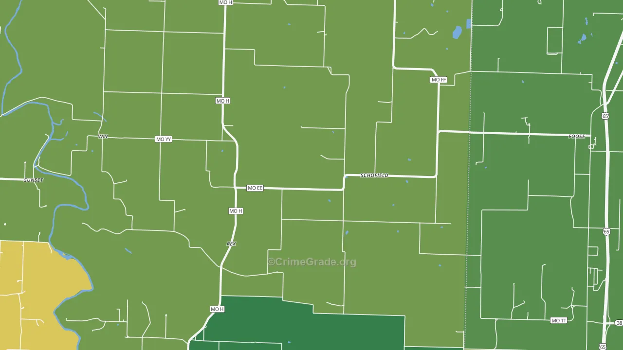 Schofield, MO Map of Vehicle Theft Rates