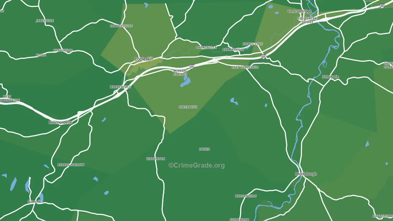Schoharie County, NY Map of Vehicle Theft Rates