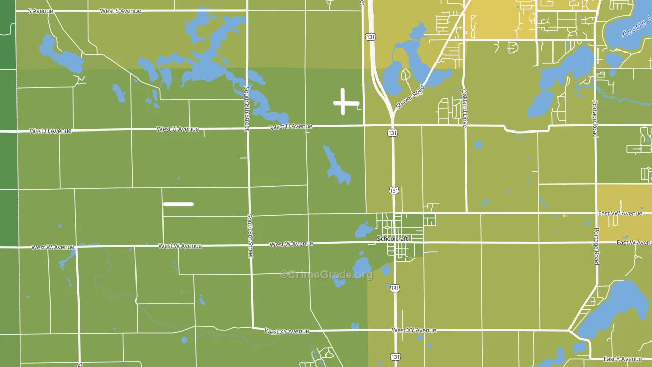 Schoolcraft, MI Map of Vehicle Theft Rates