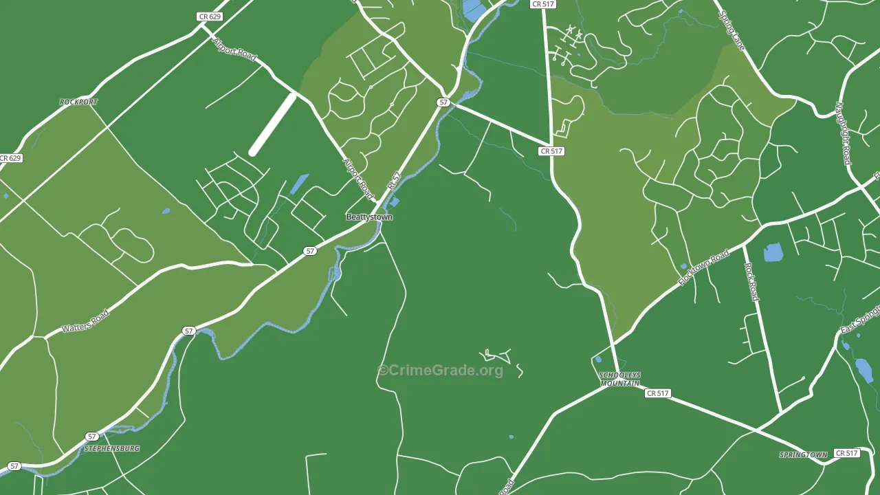 Schooleys Mountain, NJ Map of Vehicle Theft Rates