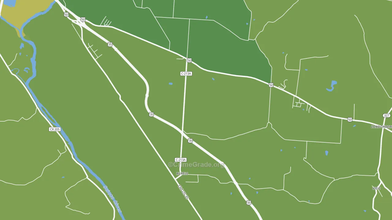 Schooleys, OH Map of Vehicle Theft Rates