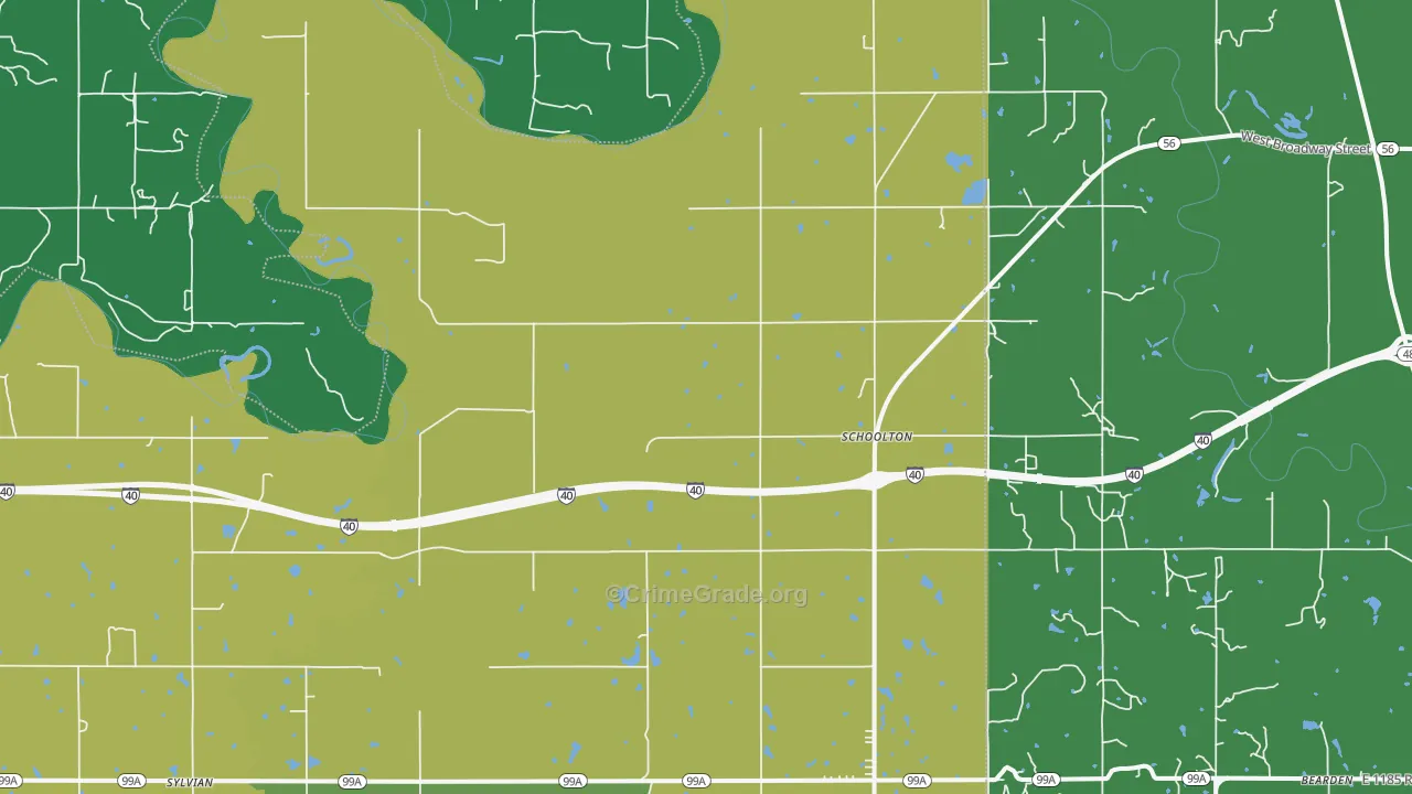 Schoolton, OK Map of Vehicle Theft Rates